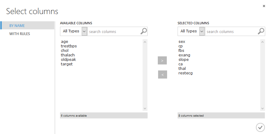 Select columns to transform